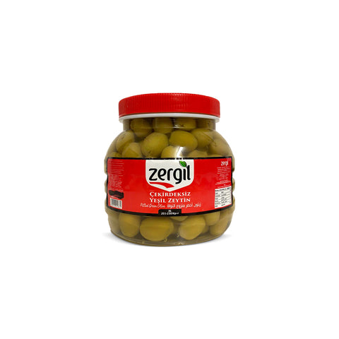 Zergil Pitted Green Olive XL 1000 Gr (Çekirdeksiz Yeşil Zeytin)