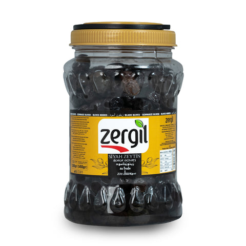 Zergil Less Salty Black Olives L 1450 gr (Az Tuzlu Siyah Zeytin L)
