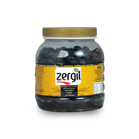 Zergil Less Salty Black Olives L 1000 gr (Az Tuzlu Siyah Zeytin L)